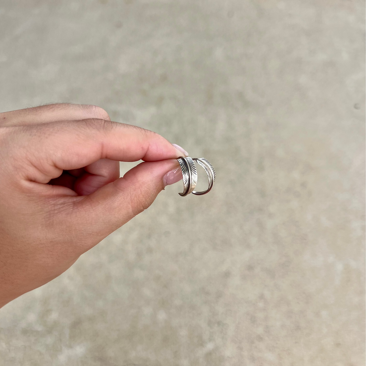 Small Feather Hoop Sterling Silver Earrings