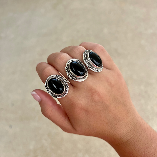 The Bex Black Onyx Sterling Silver Ring