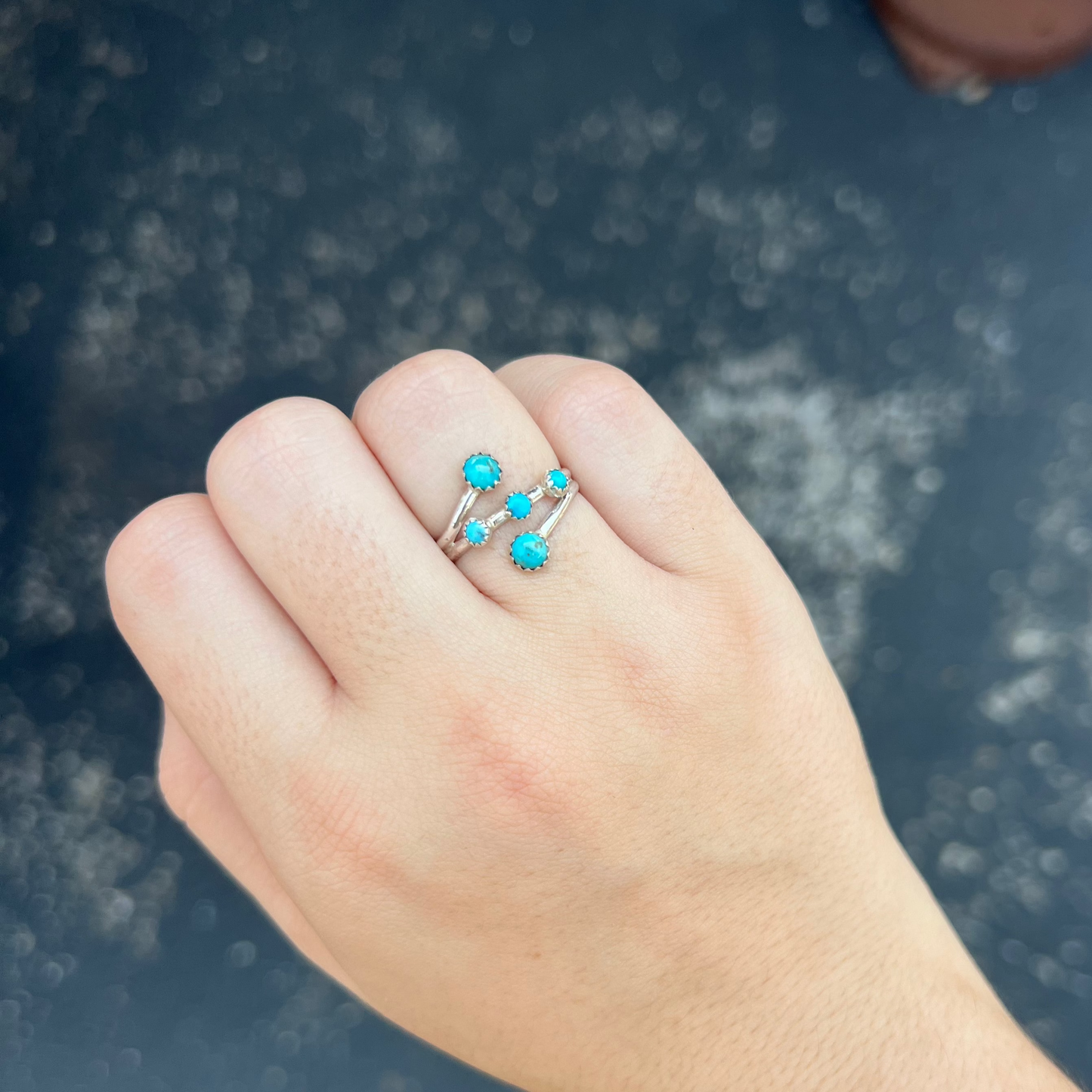 The Lynn 5 Stone Genuine Turquoise Sterling Silver Ring