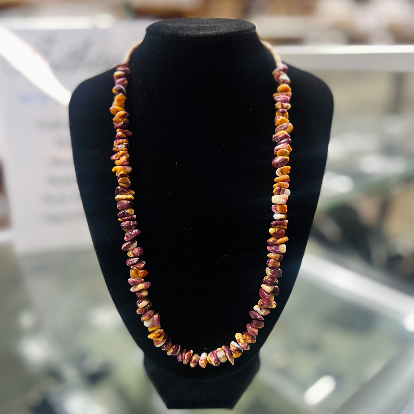 Purple and Orange Spiny Oyster Nugget Heishi Necklace - 22"