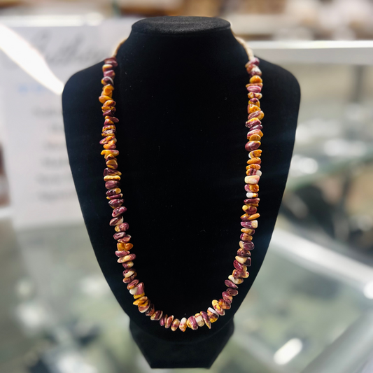 Purple and Orange Spiny Oyster Nugget Heishi Necklace - 22"