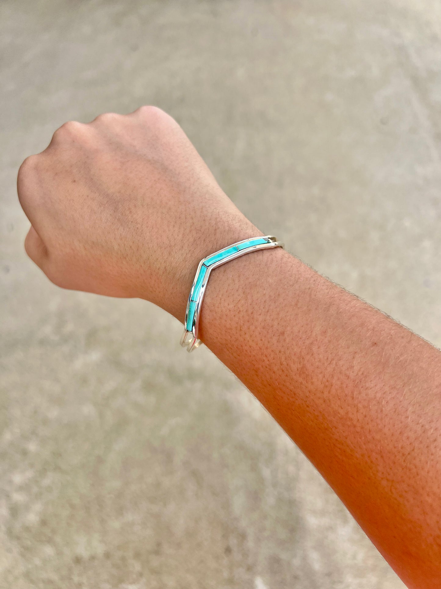 Genuine Turquoise Inlay Cuff Bracelet
