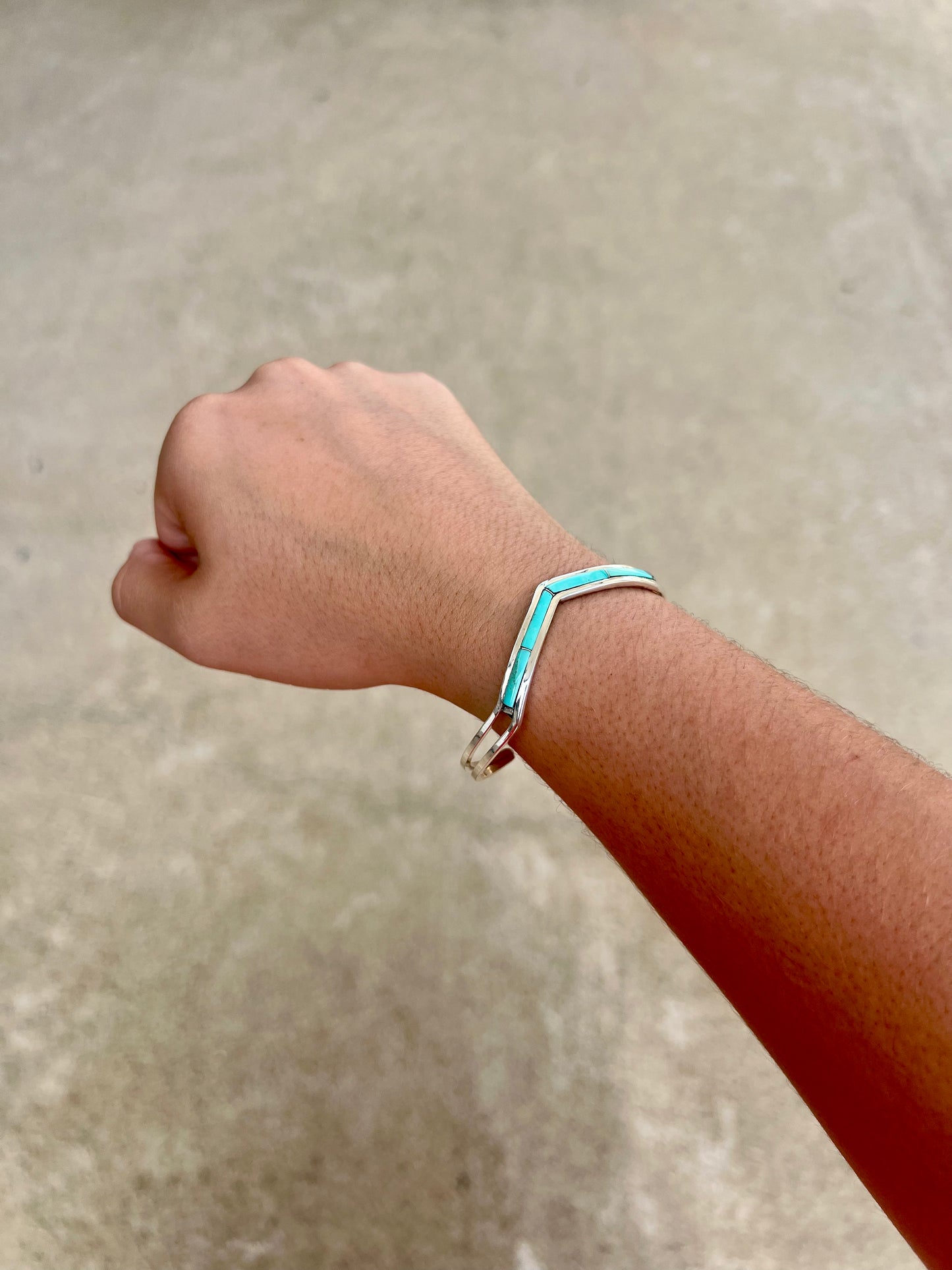 Genuine Turquoise Inlay Cuff Bracelet
