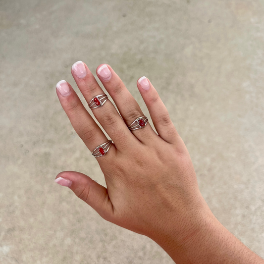 Lil Red Coral/Spiny Sterling Silver Ring