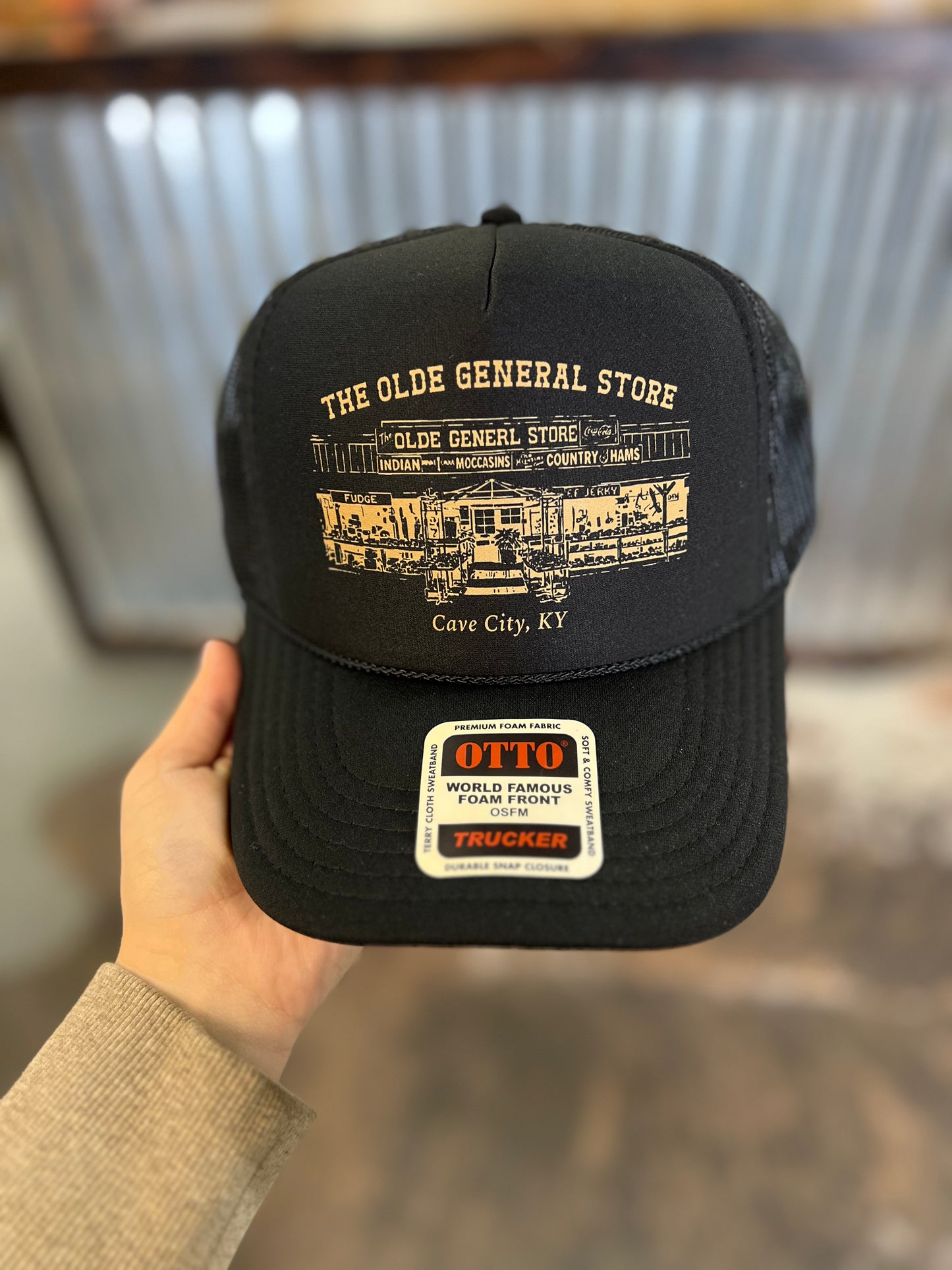 The Olde General Store Logo Trucker Hat - Tan/Black