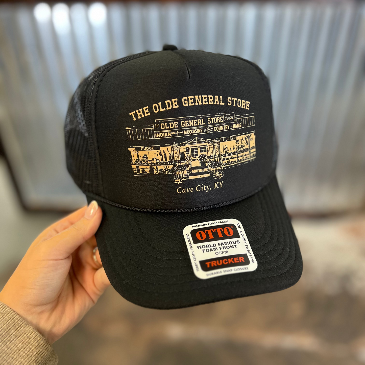 The Olde General Store Logo Trucker Hat - Tan/Black