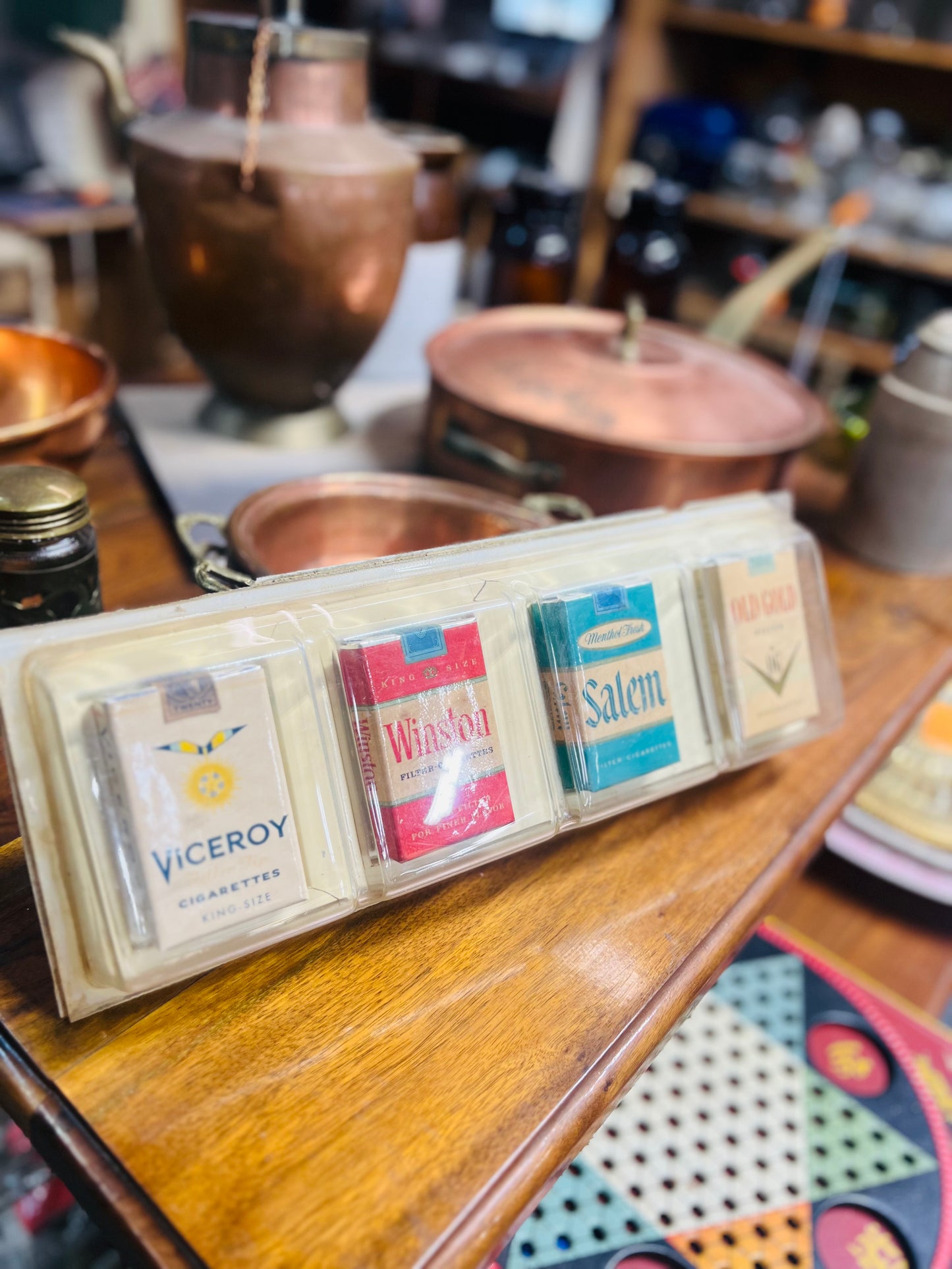 Vintage Viceroy, Winston, Salem, and Old Gold Cigarette Pack Display