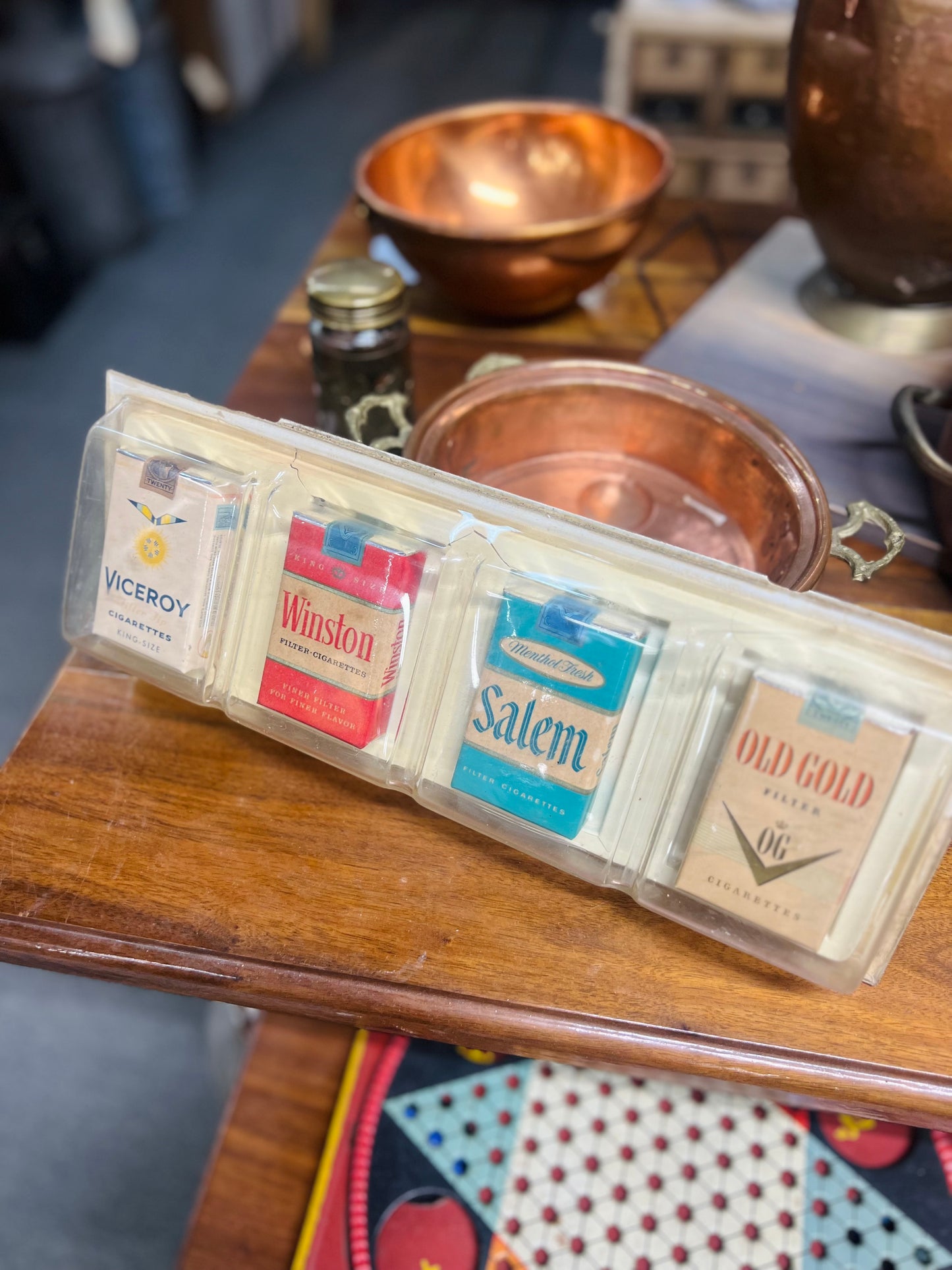 Vintage Viceroy, Winston, Salem, and Old Gold Cigarette Pack Display