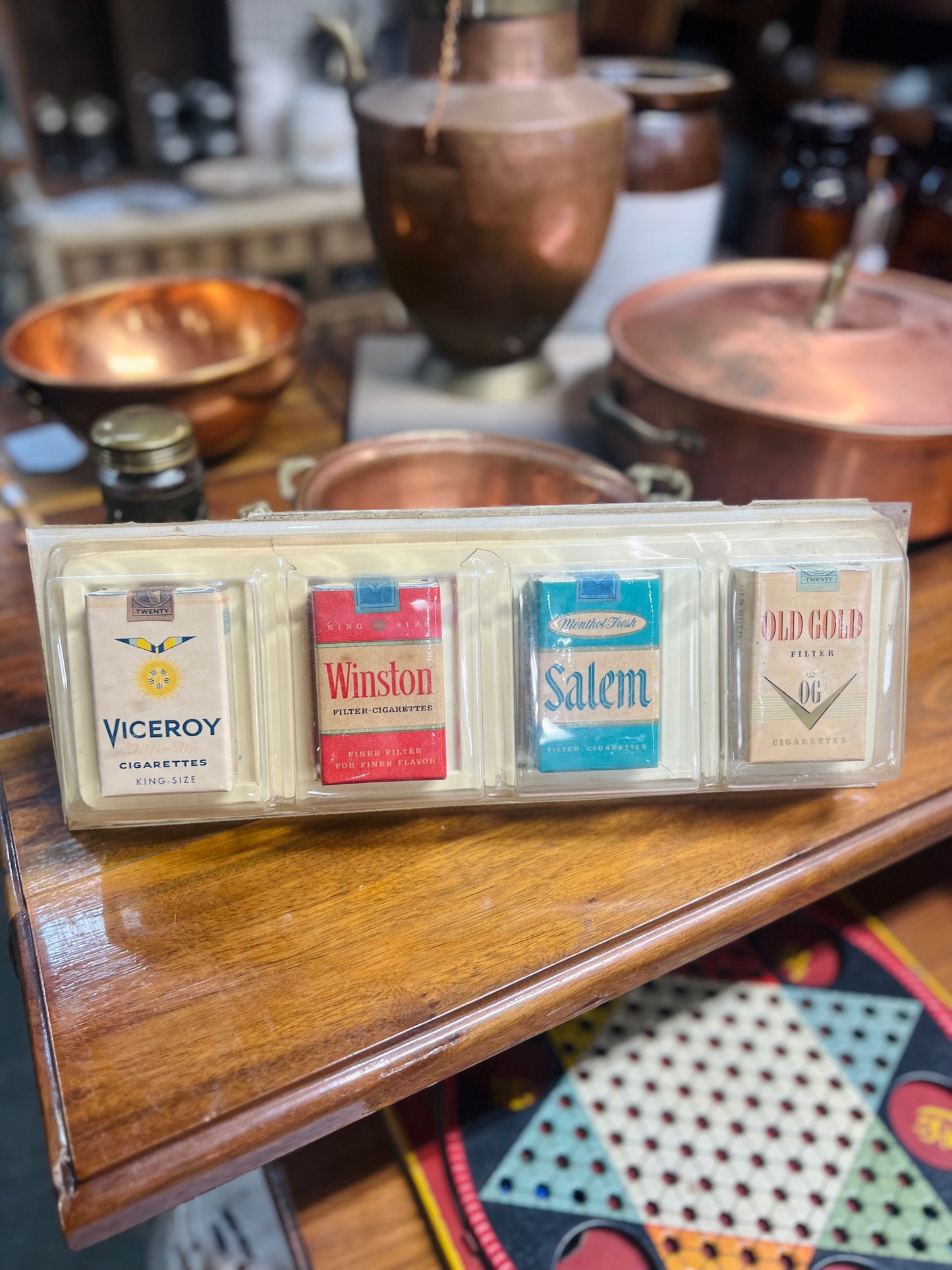 Vintage Viceroy, Winston, Salem, and Old Gold Cigarette Pack Display