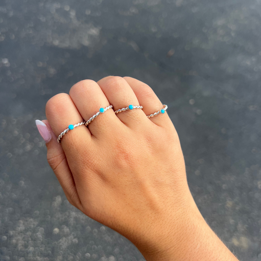 The Dawn Genuine Turquoise Sterling Silver Twisted Ring