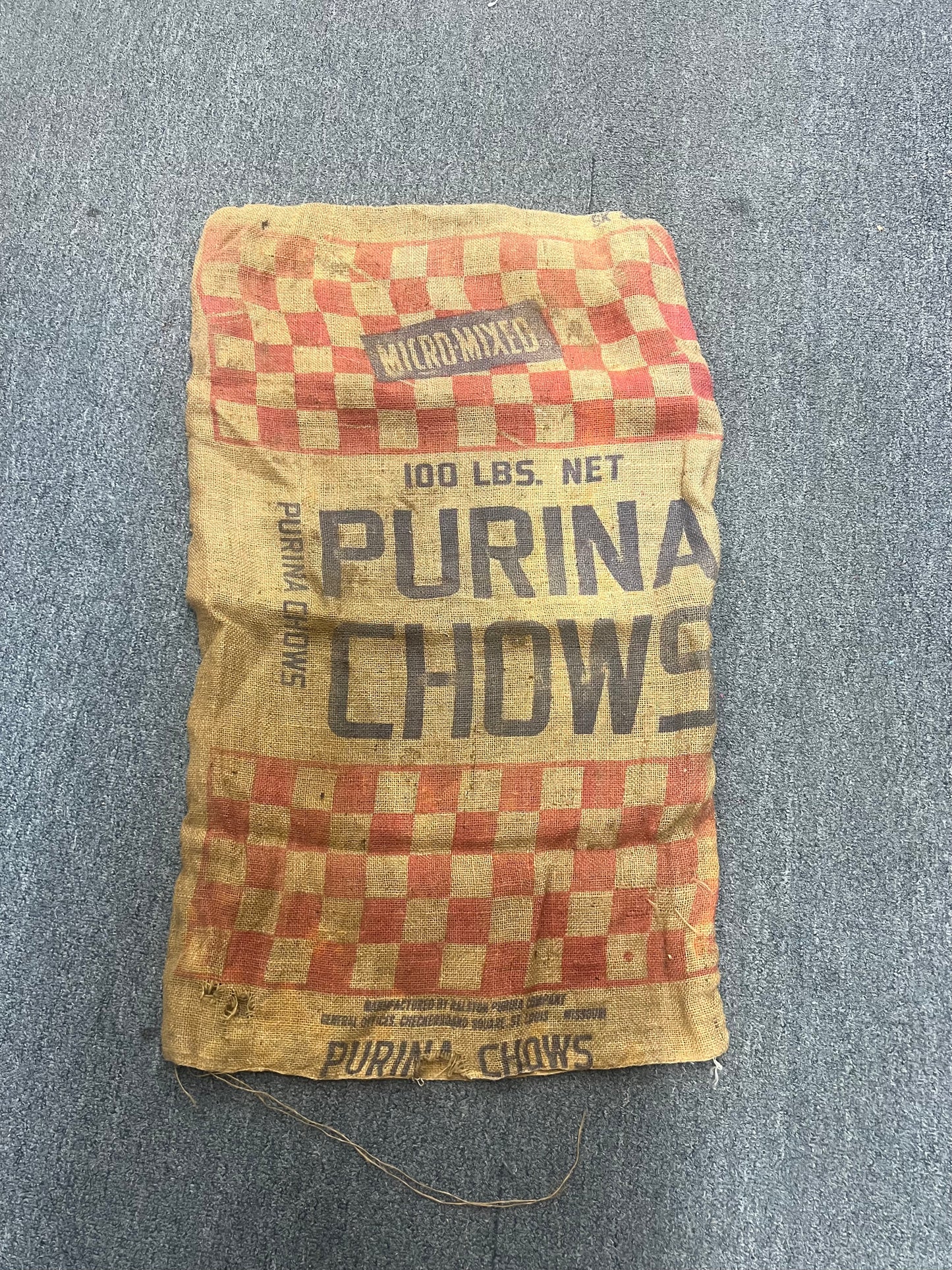 Vintage Purina Chow Burlap Bag