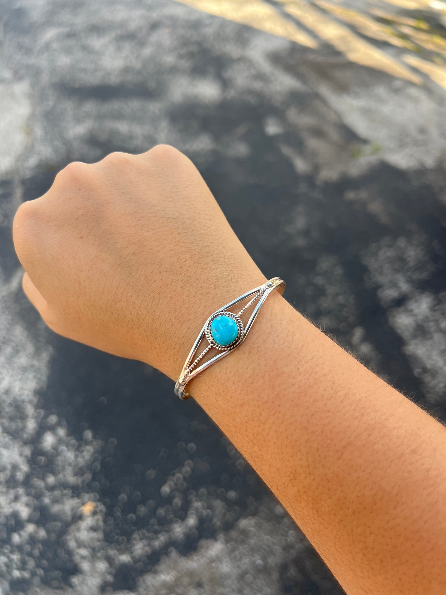 The Sadie Genuine Turquoise Sterling Silver Cuff Bracelet
