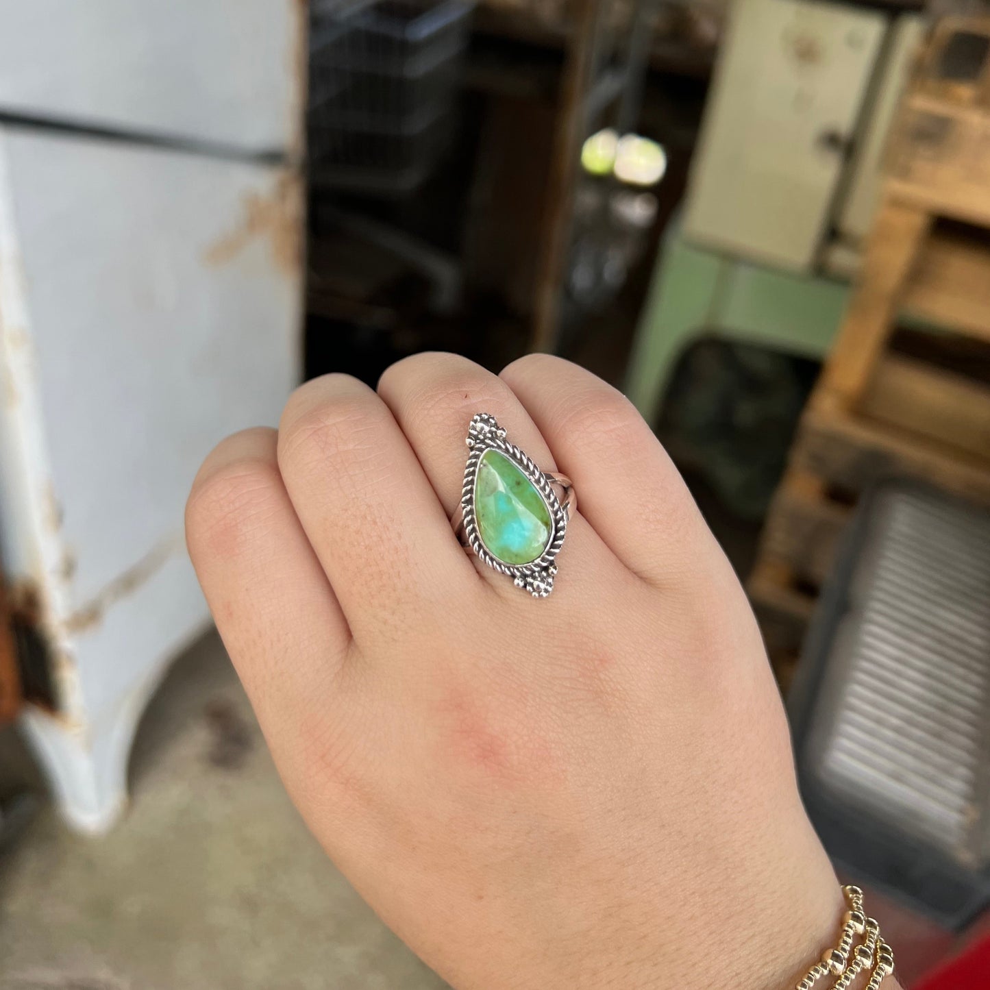 Blue/Green Genuine Turquoise Ring