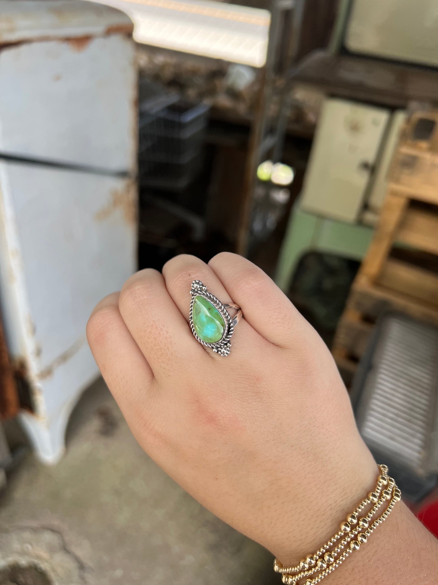 Blue/Green Genuine Turquoise Ring