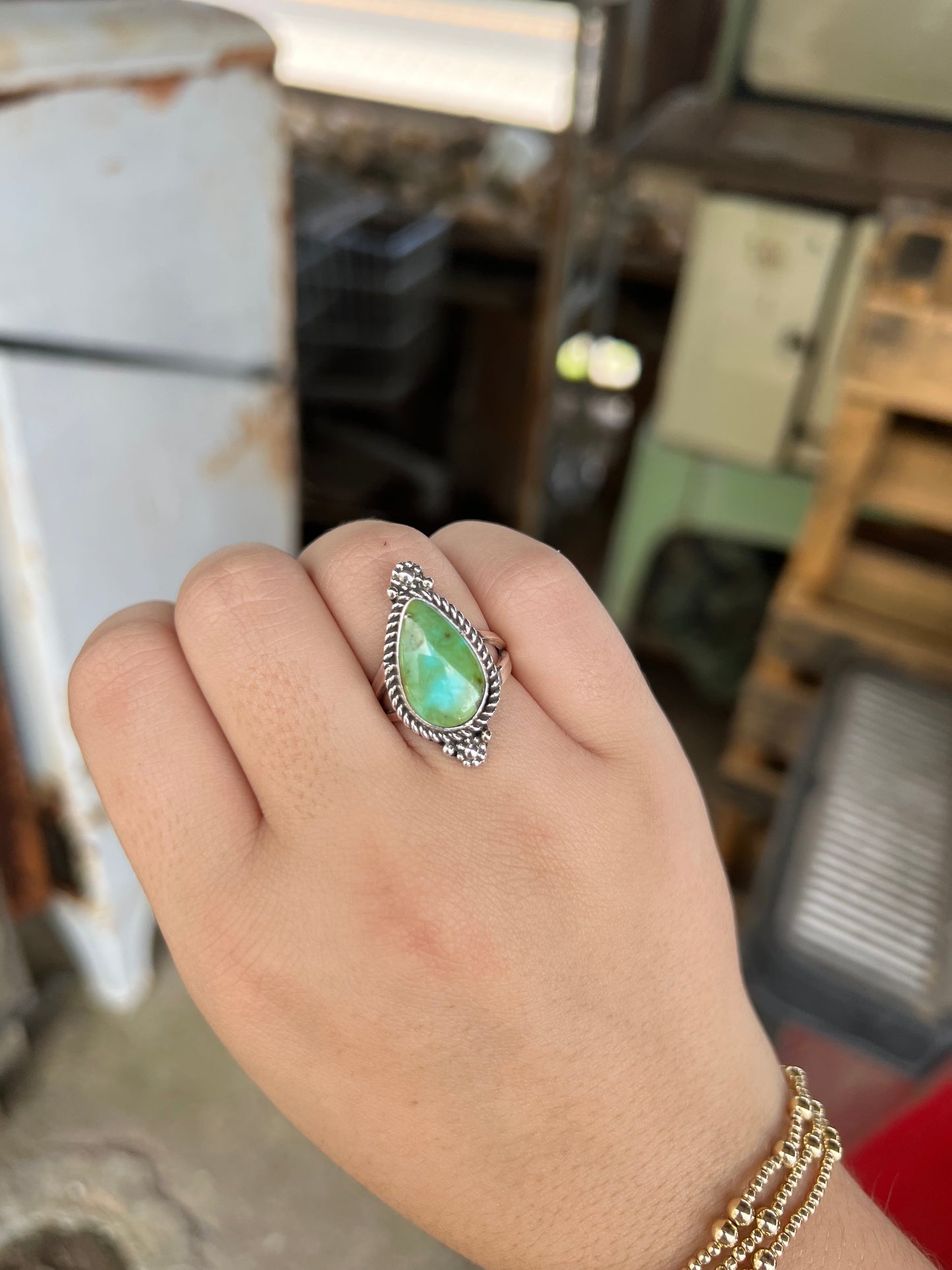 Blue/Green Genuine Turquoise Ring