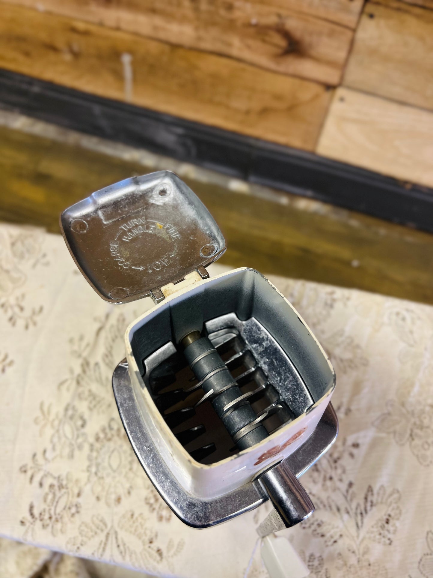 Vintage 1950s Swing-A-Way Countertop Hand Crank Ice Crusher Grinder