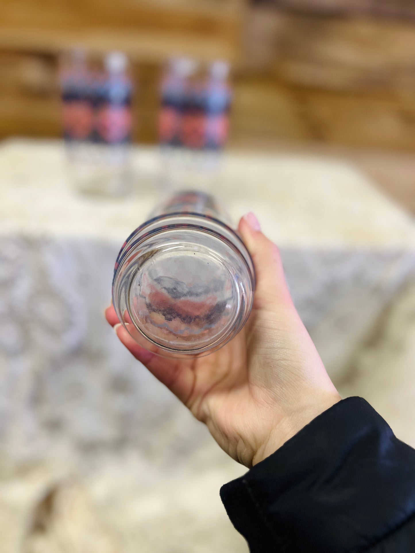 Vintage Heart Cross Stitch Glass Cup
