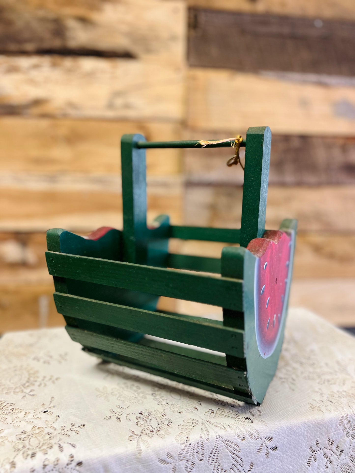 Vintage Wood Watermelon Slat Basket