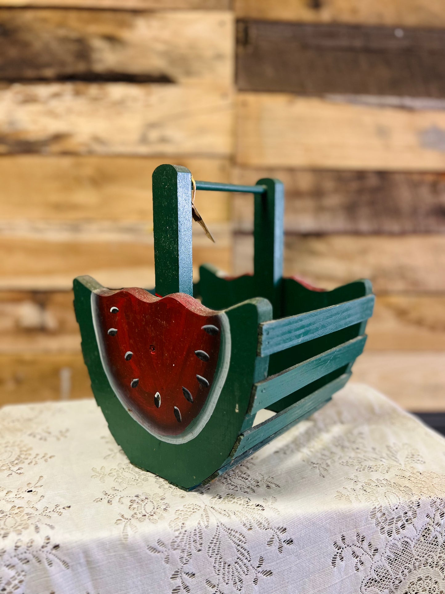 Vintage Wood Watermelon Slat Basket