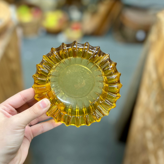 Vintage Amber Glass Ashtray
