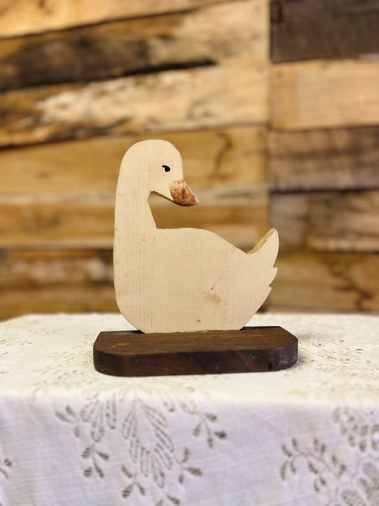 Vintage Wood Goose Shelf Sitter Decor Figure