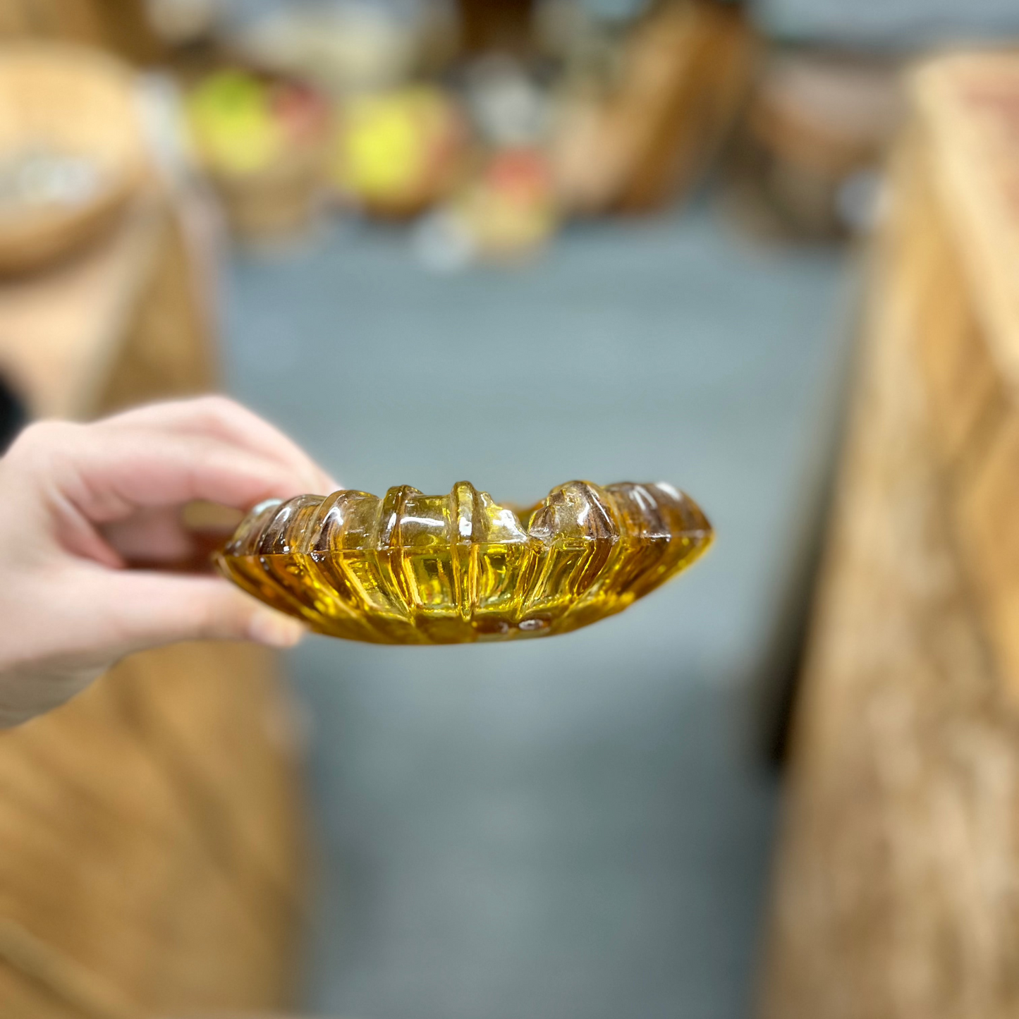 Vintage Amber Glass Ashtray