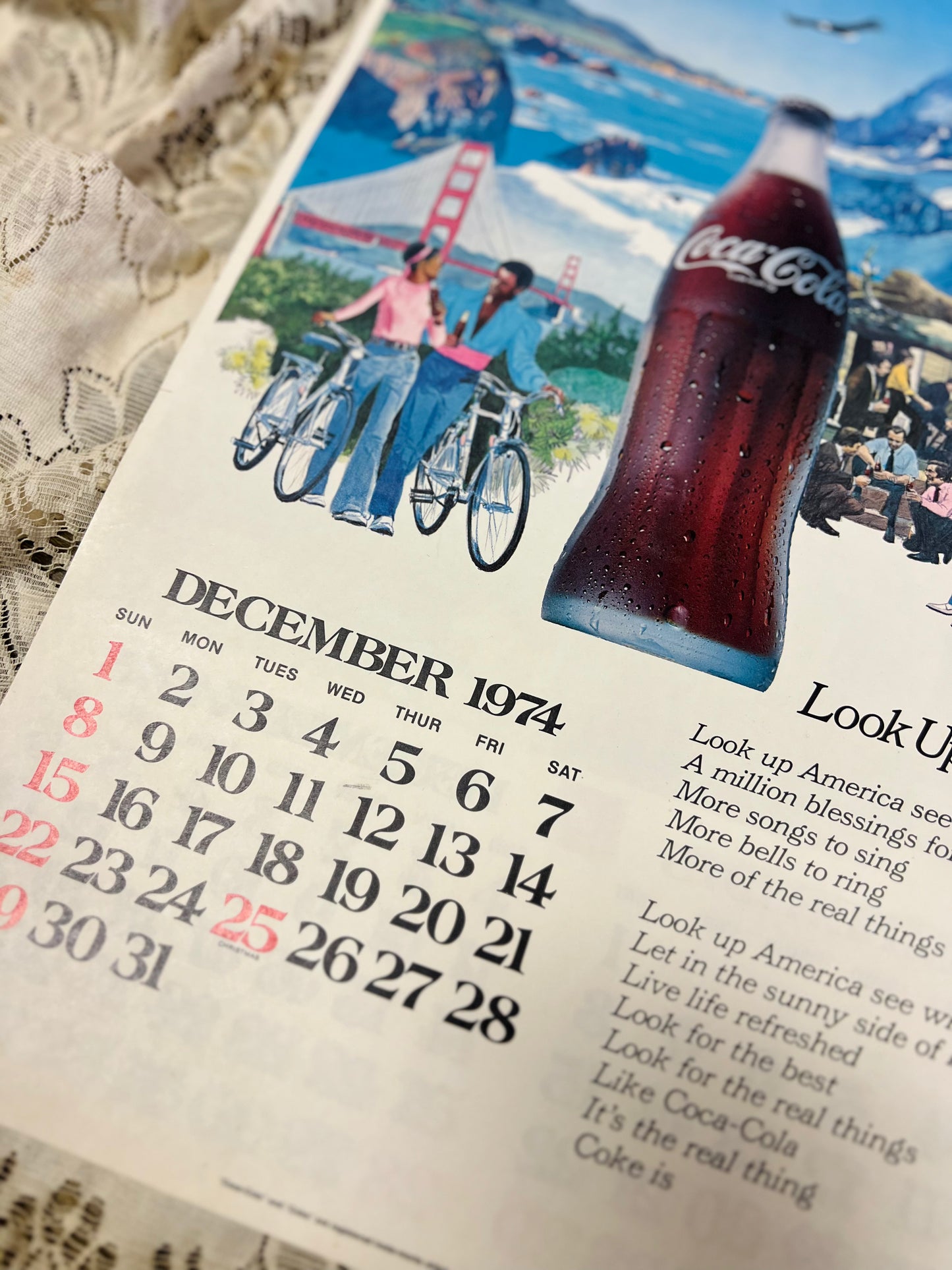 Vintage Coca Cola 1974-1975 Look Up America Calendar