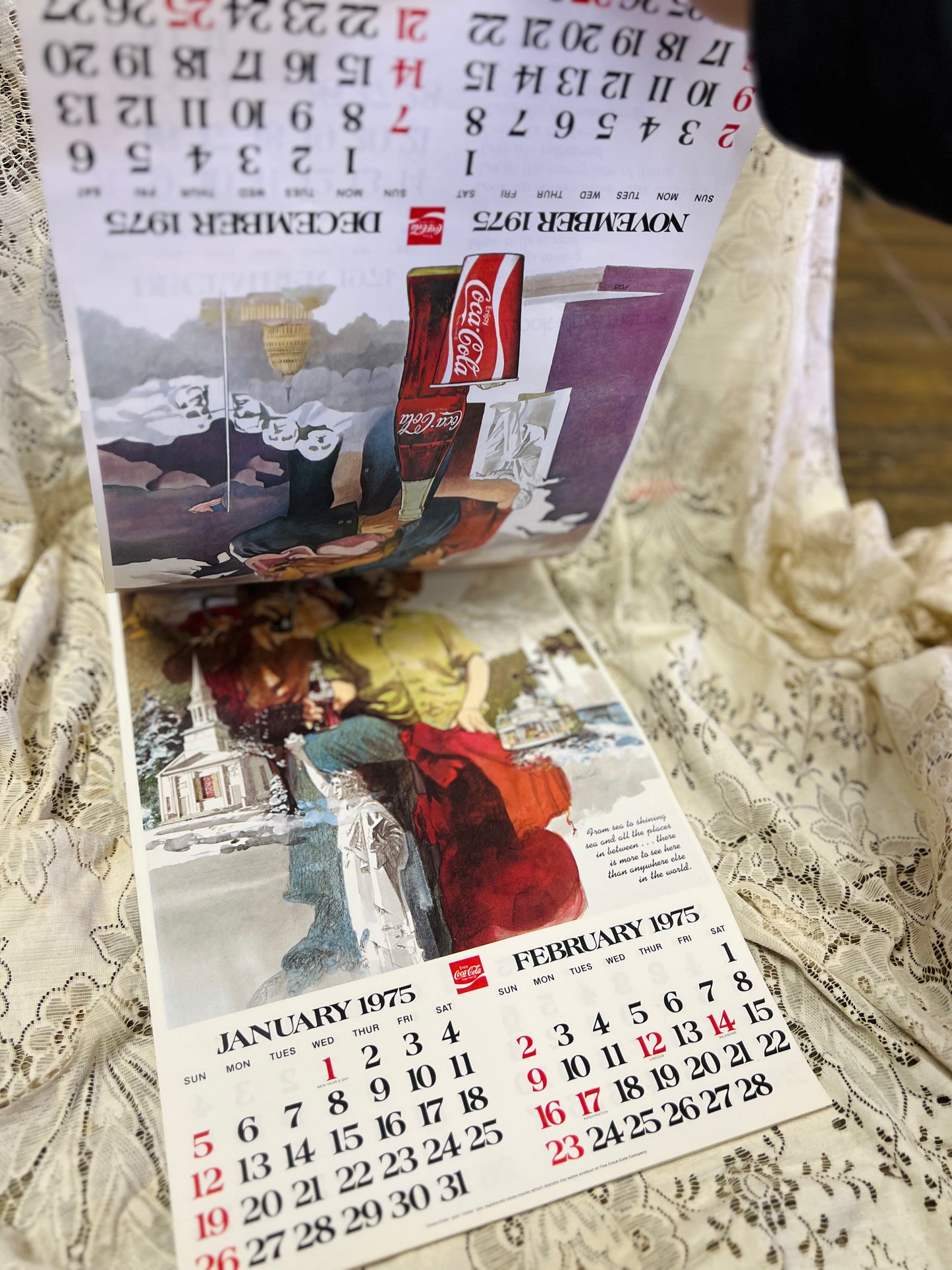 Vintage Coca Cola 1974-1975 Look Up America Calendar