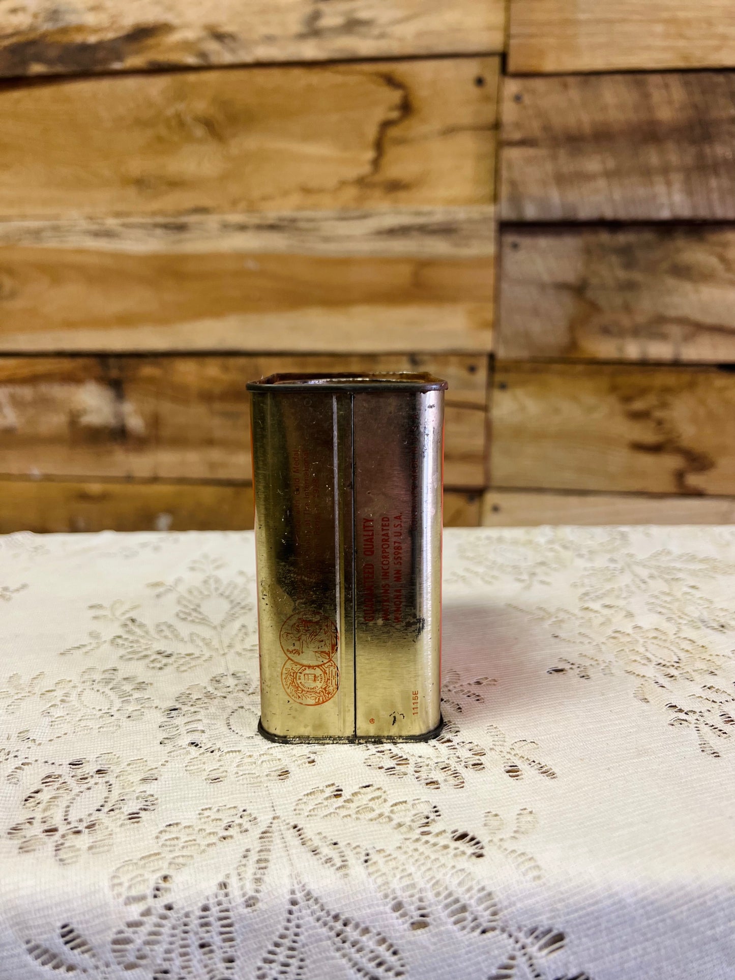 Vintage Watkins Purest Ground Cinnamon Red & Gold Tin