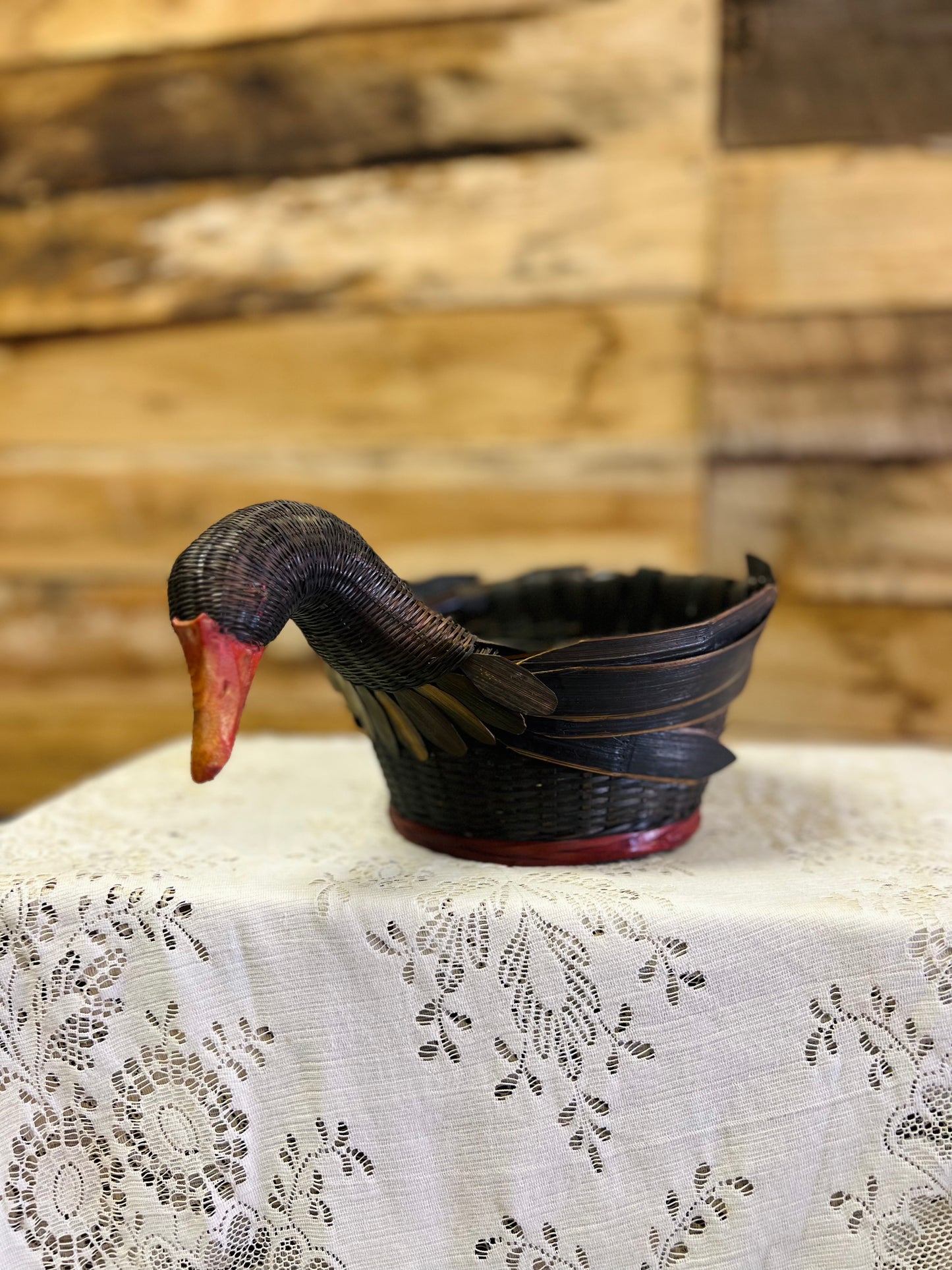 Vintage Duck Wicker Basket