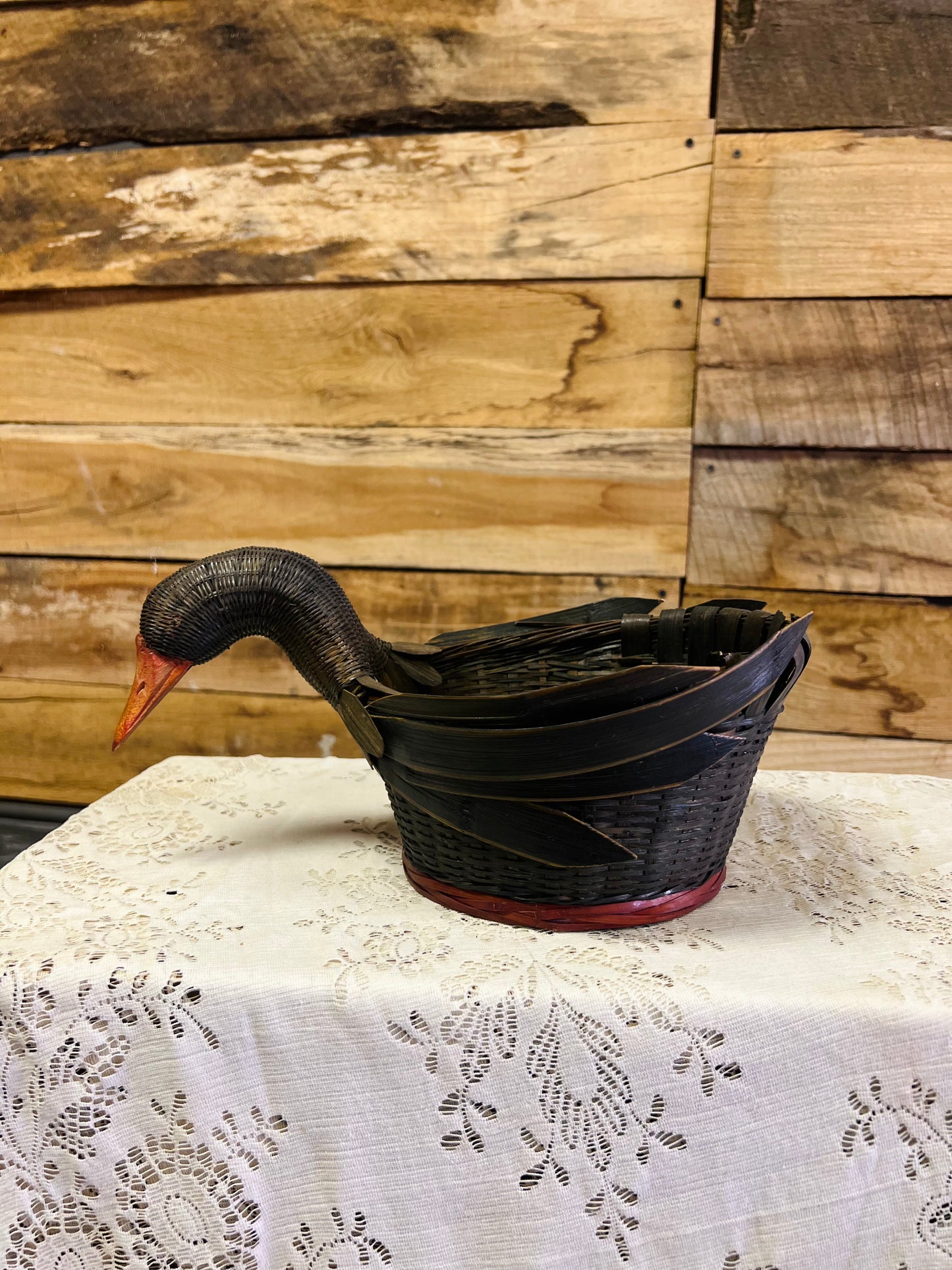 Vintage Duck Wicker Basket