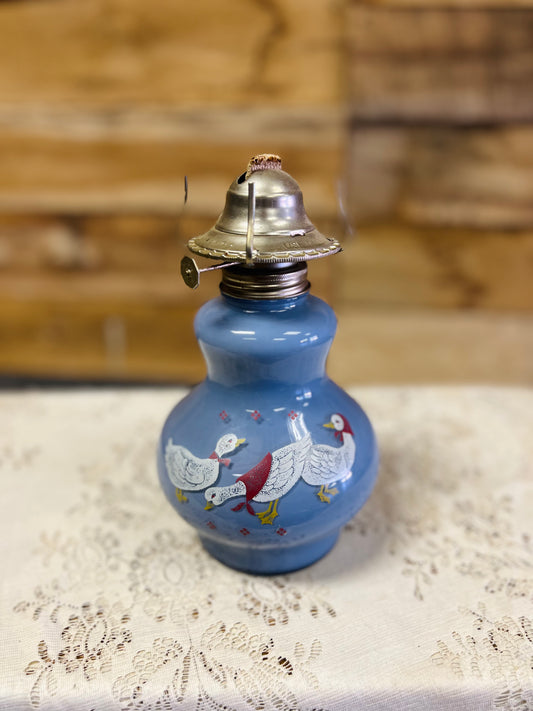 Vintage Kaadan Ltd Duck Geese Blue Oil Lamp