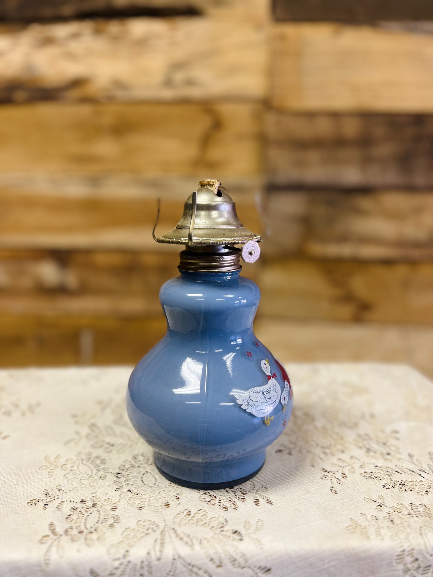 Vintage Kaadan Ltd Duck Geese Blue Oil Lamp