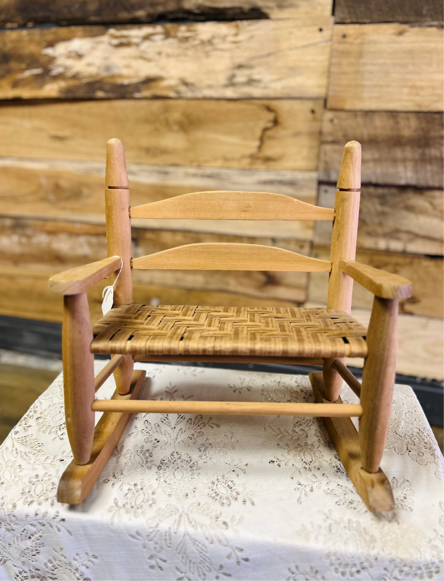 Vintage Woven Seat Wooden Rocking Chair
