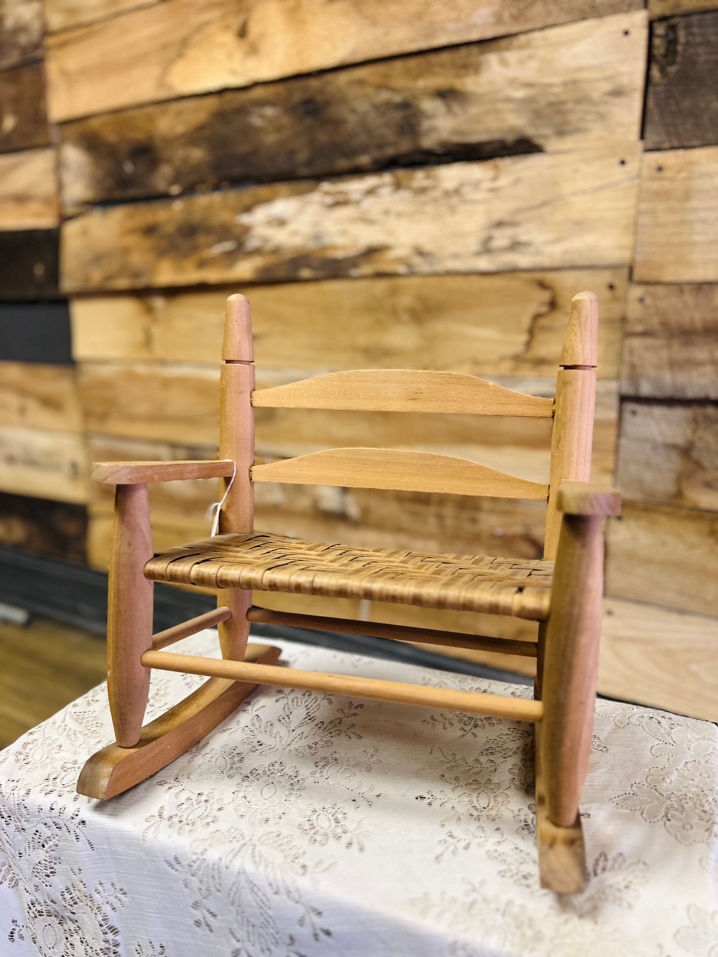 Vintage Woven Seat Wooden Rocking Chair