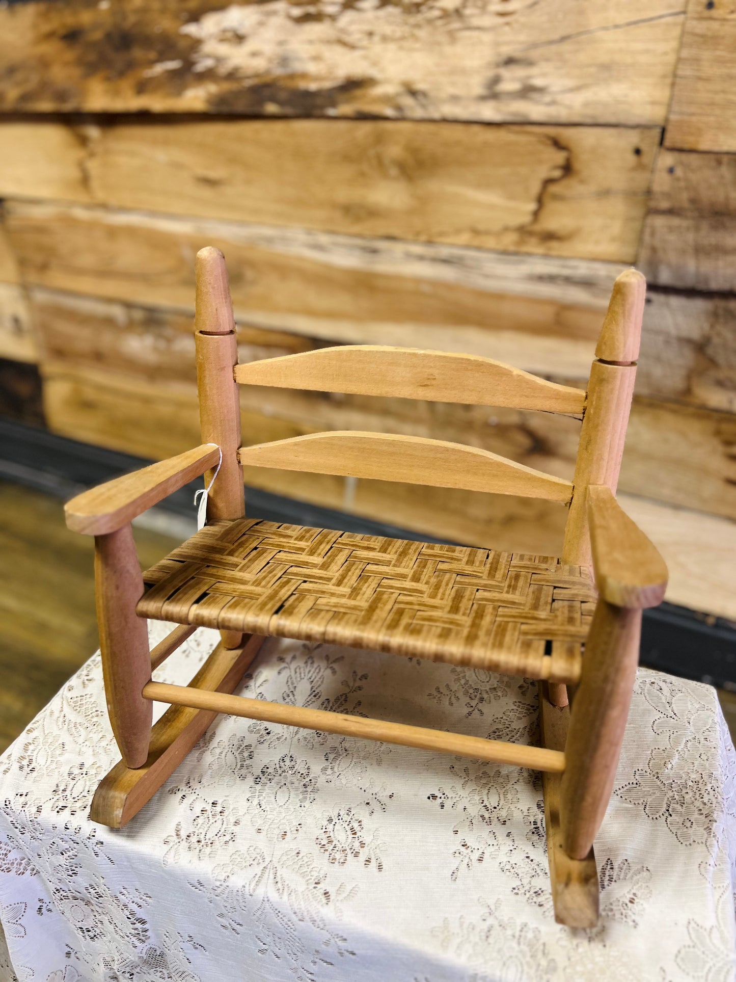 Vintage Woven Seat Wooden Rocking Chair