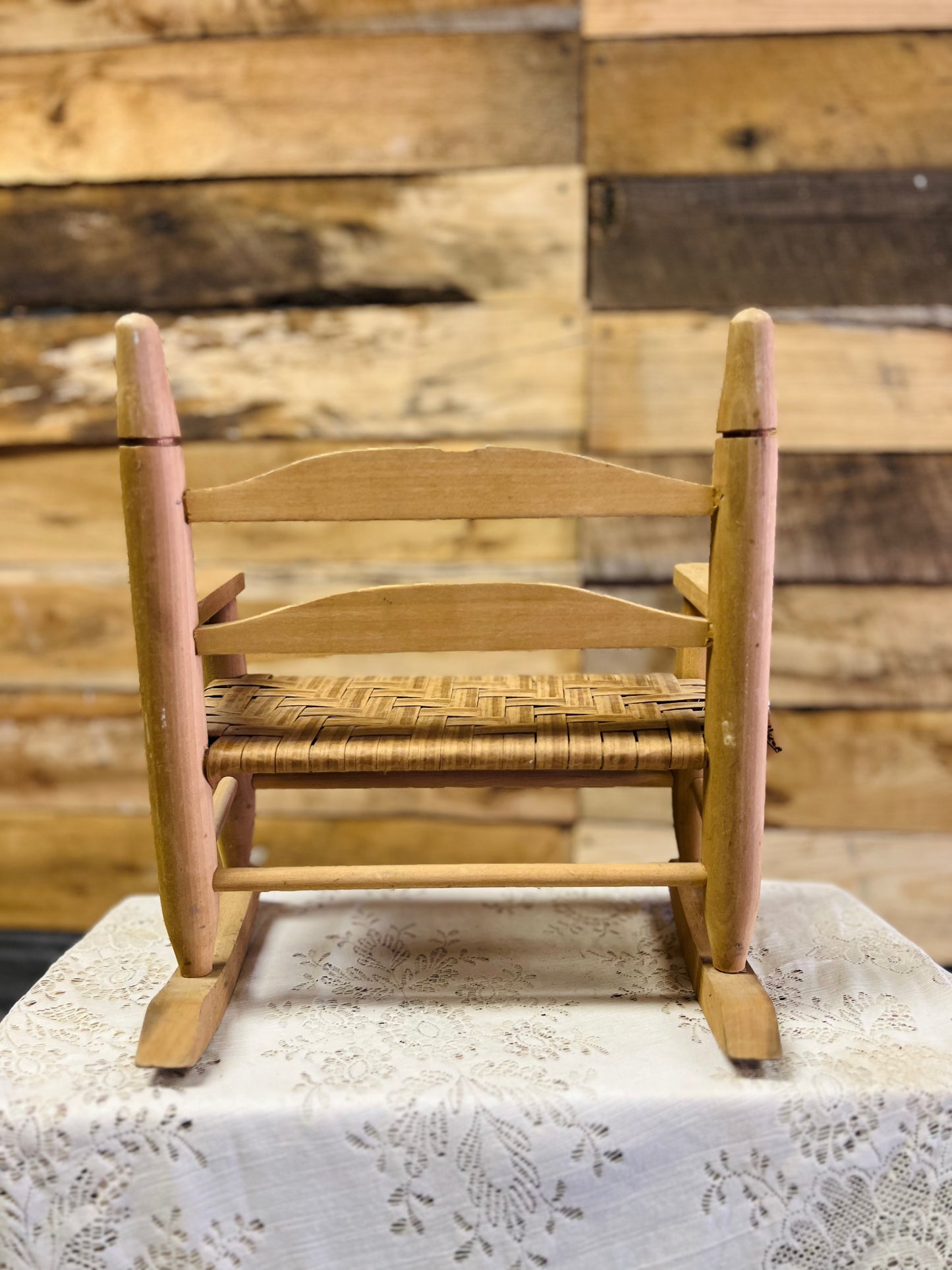 Vintage Woven Seat Wooden Rocking Chair