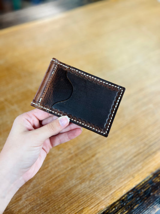 Genuine Leather Pocket Wallet With Inside Money Clip - Amish Made