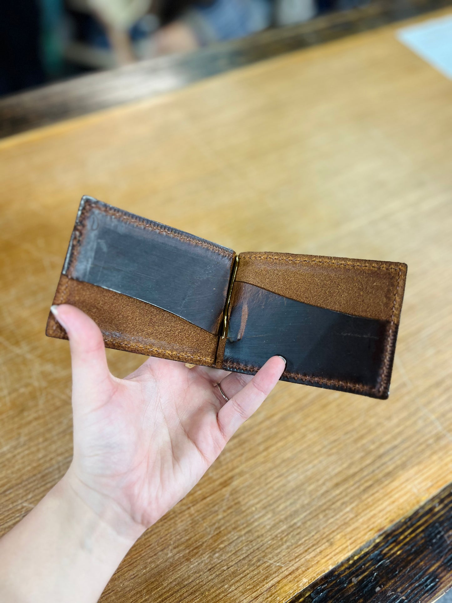 Genuine Leather Money Holder with 2 Inside Pockets - Amish Made