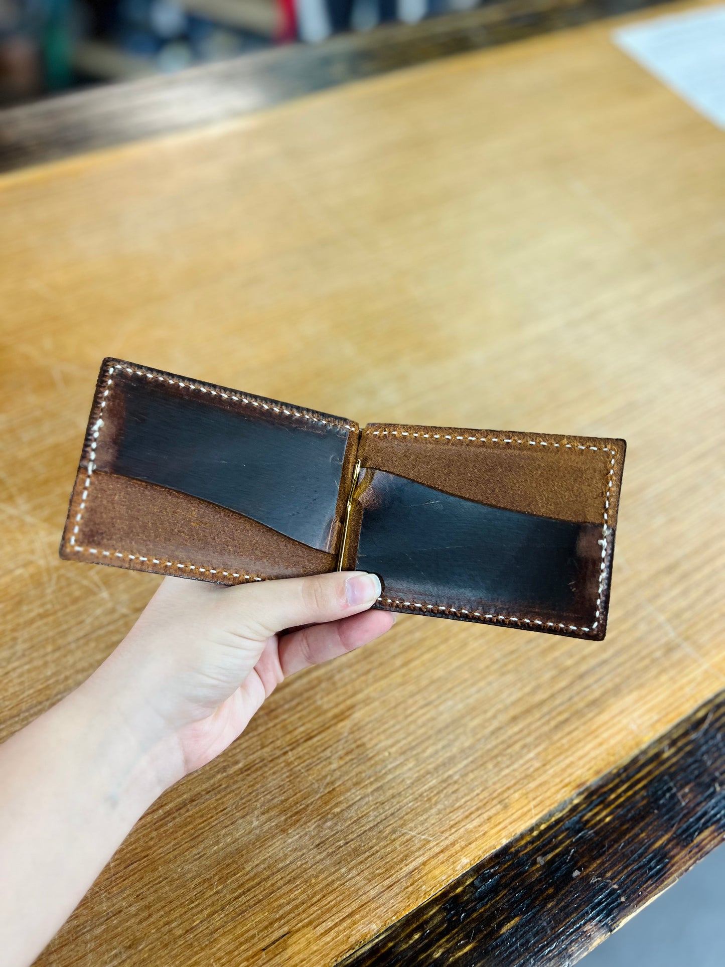 Genuine Leather Money Holder with 4 Pockets - Amish Made