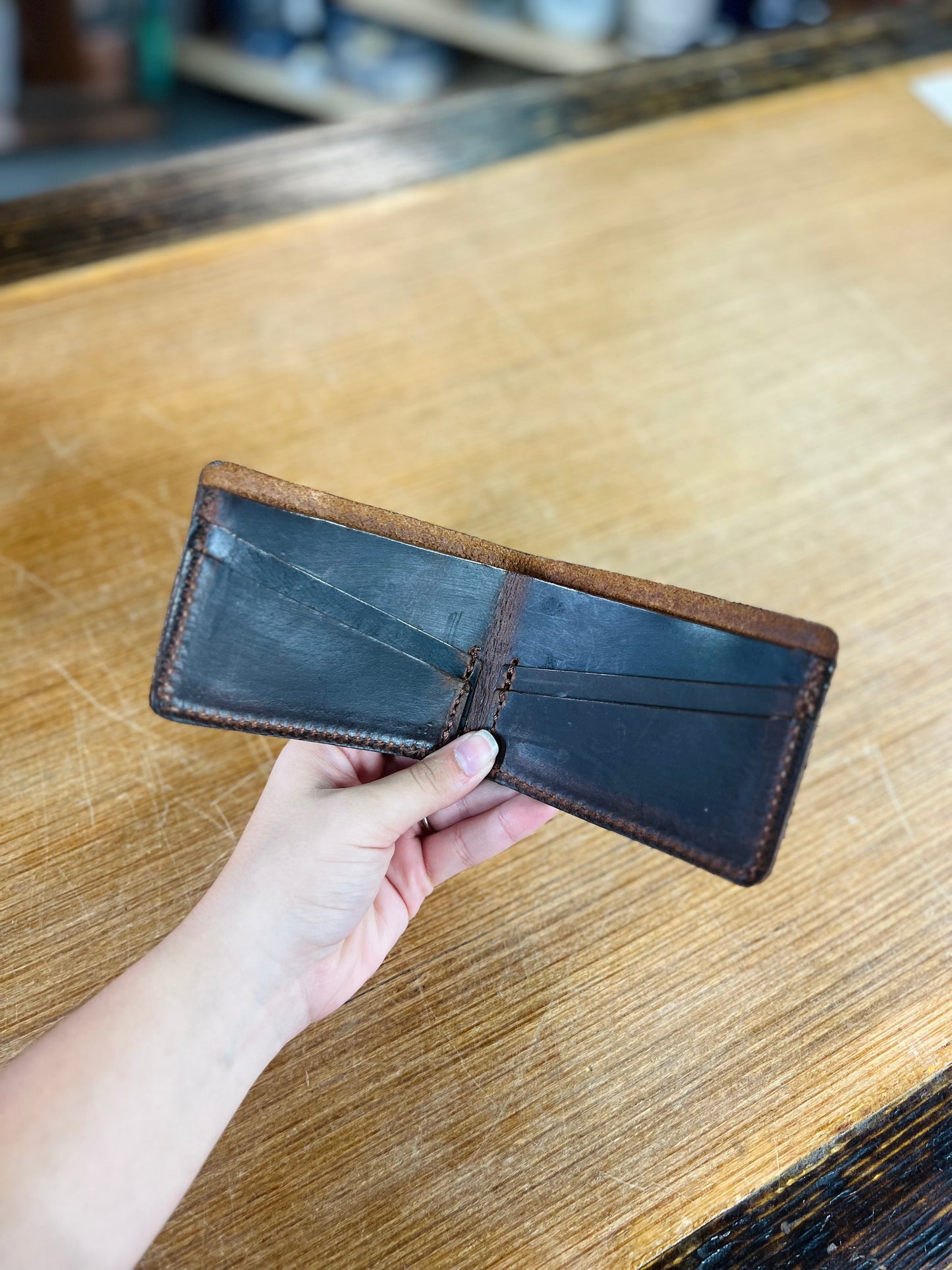 Genuine Leather Bifold Wallet - Amish Made