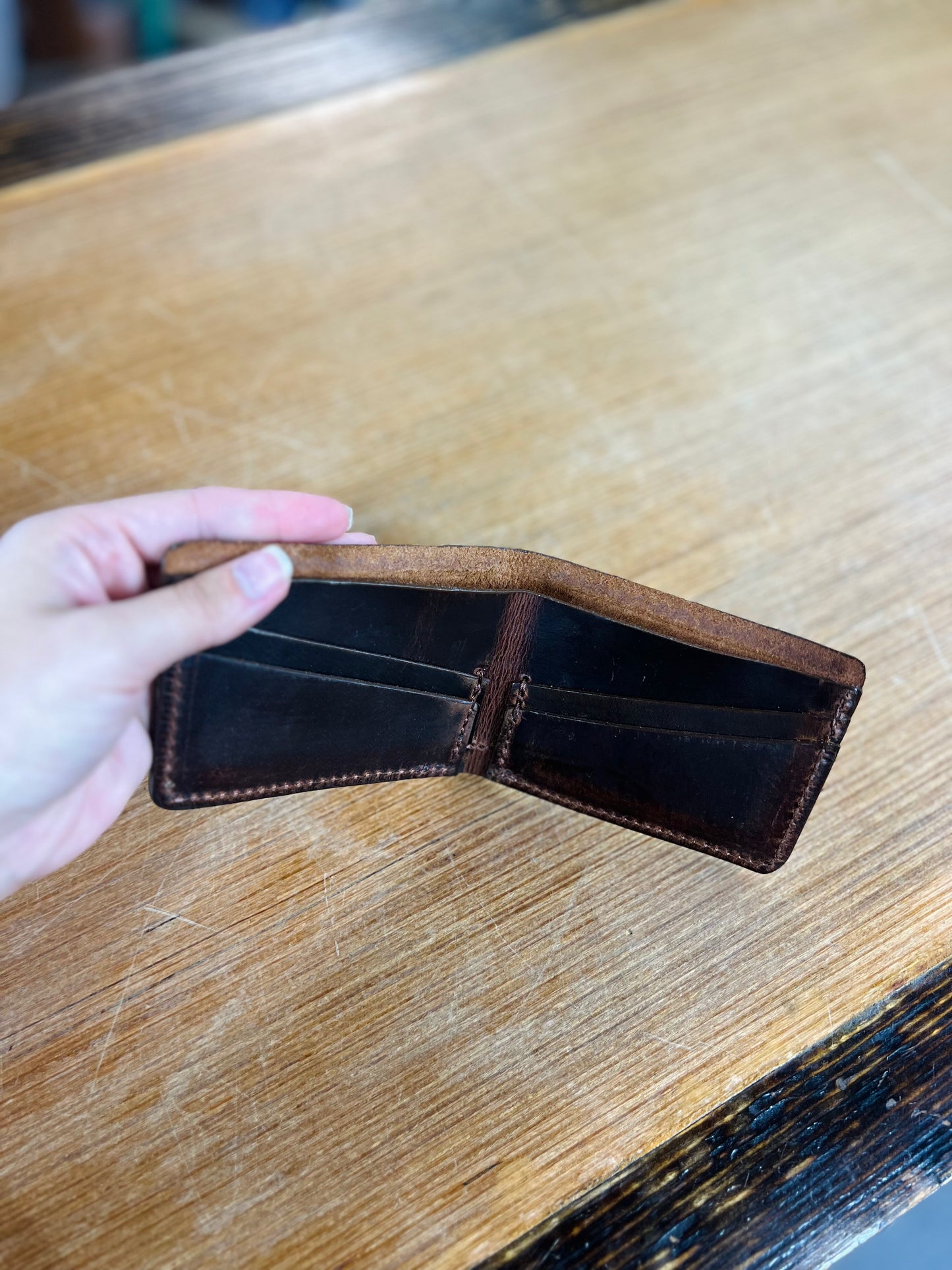Genuine Leather Bifold Wallet - Amish Made