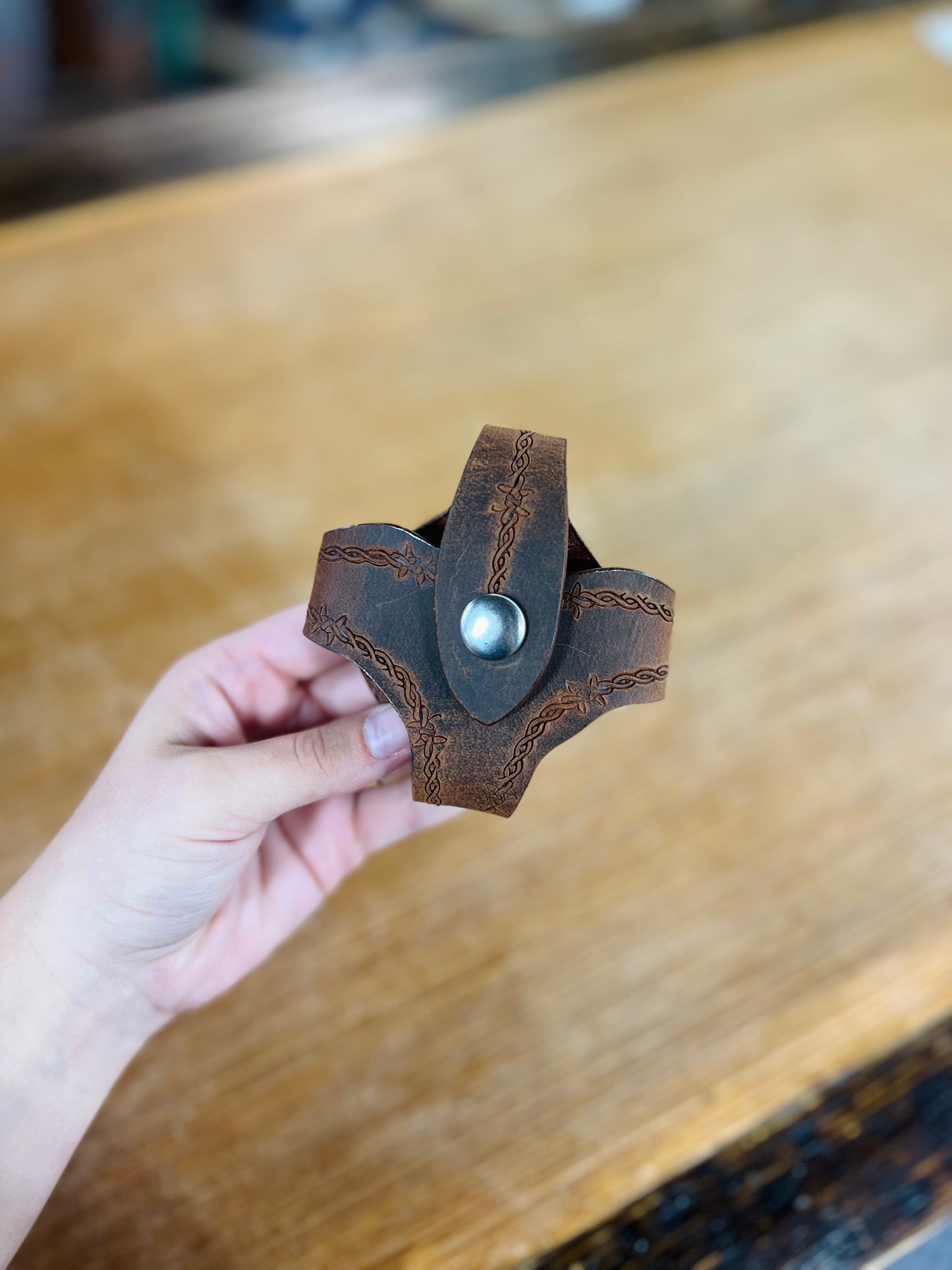 Genuine Leather Snuff Can Holder With Clip