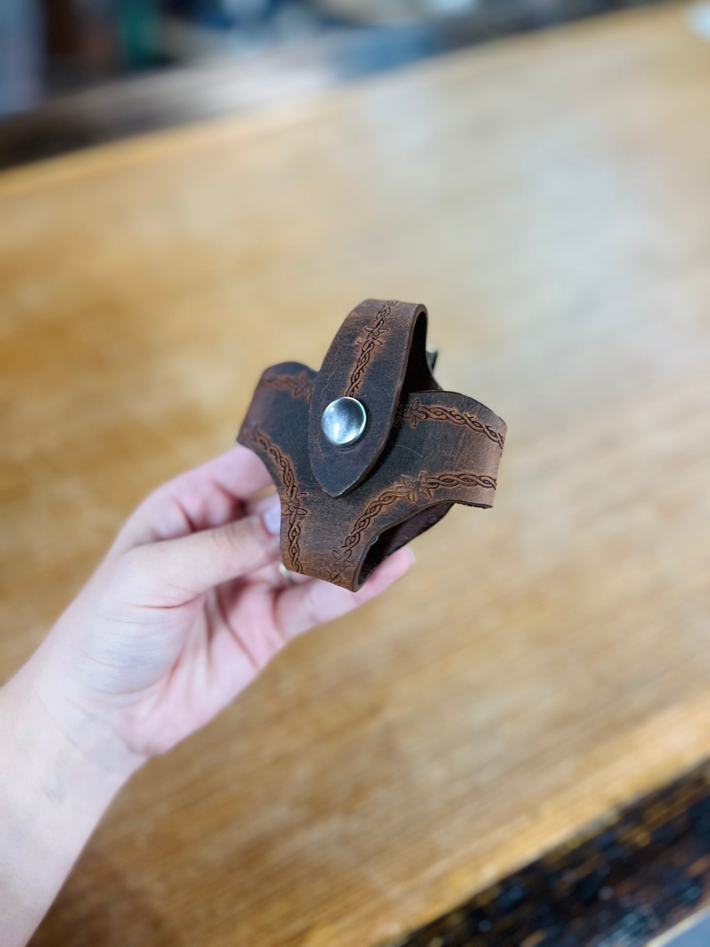 Genuine Leather Snuff Can Holder With Clip