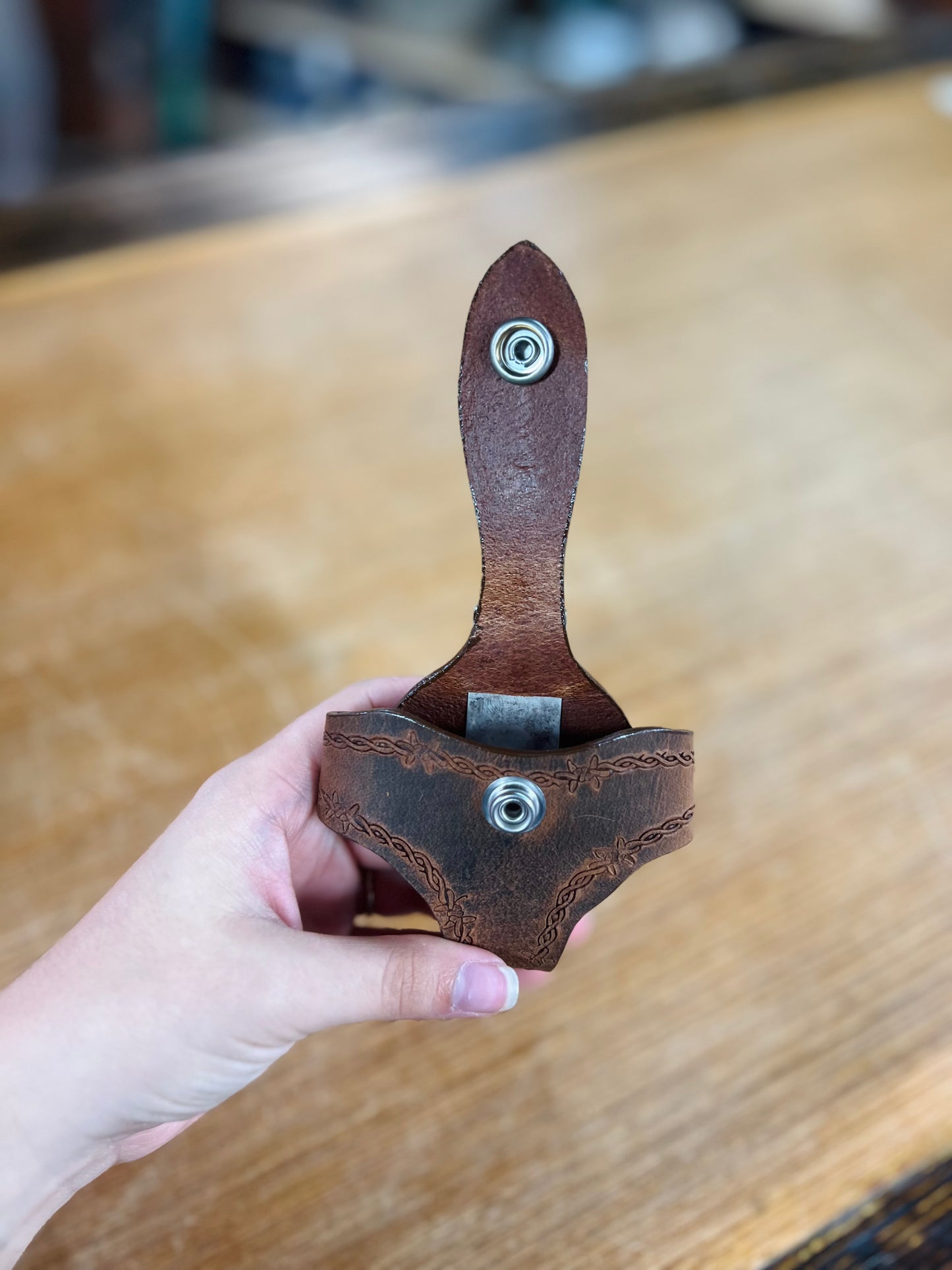 Genuine Leather Snuff Can Holder With Clip