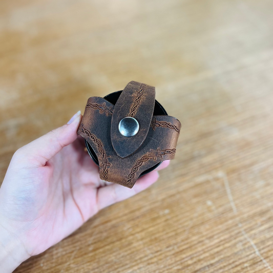 Genuine Leather Snuff Can Holder With Clip