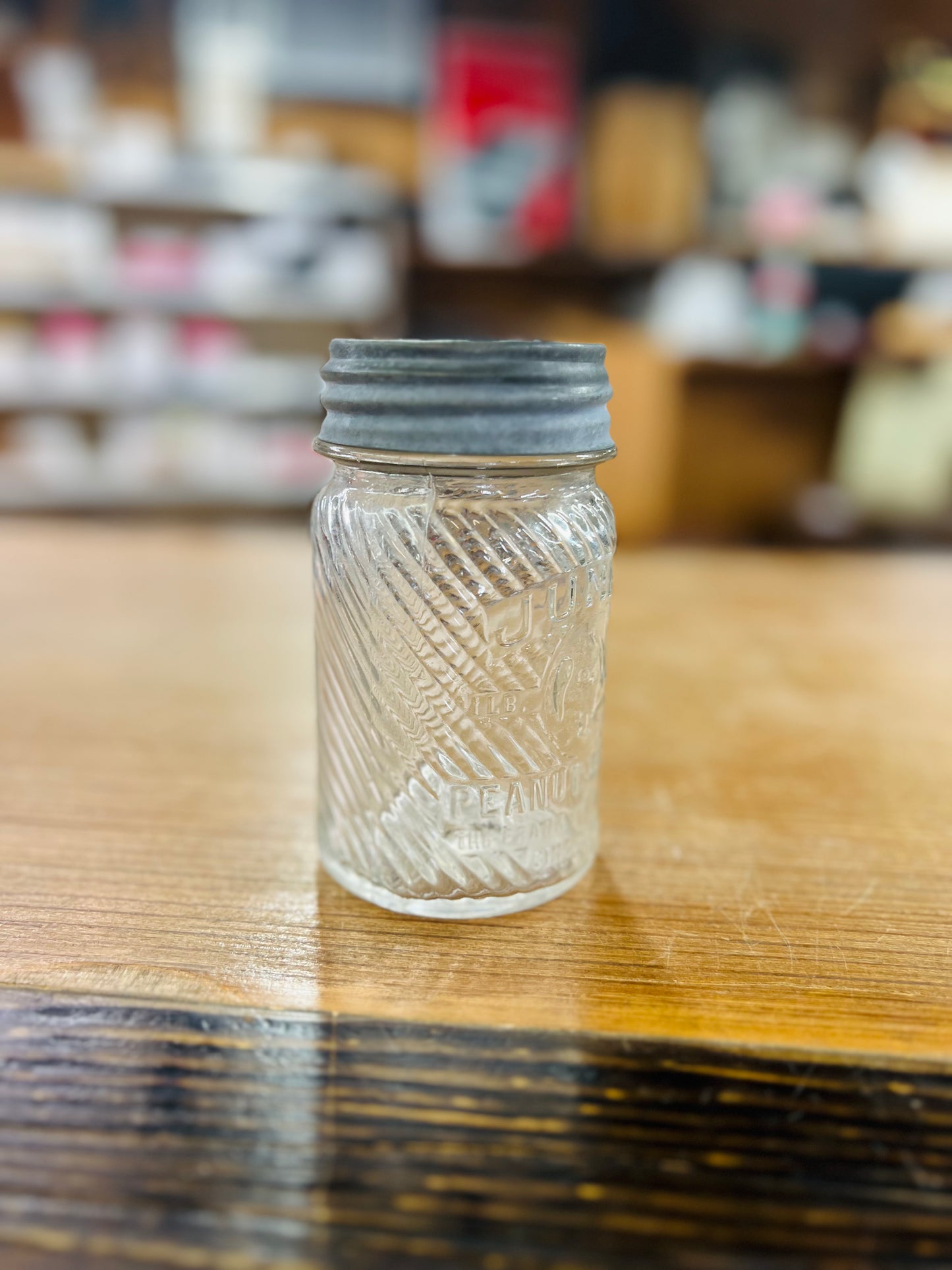 Vintage Jumbo Peanut Butter Jar w/ Ball Zinc Lid "Jumbo Best For The Kiddies" 1 lb Jar