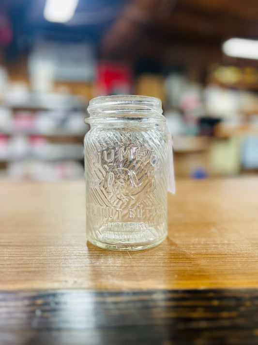 Vintage Jumbo Peanut Butter 1lb Jar "Write For Jumbo Peanut Butter Recipes" - No lid