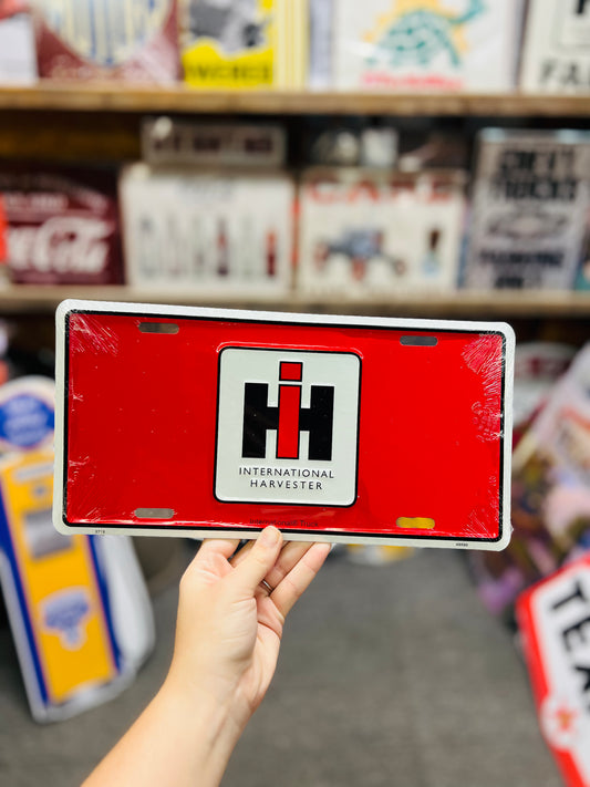 International Harvester Red License Plate