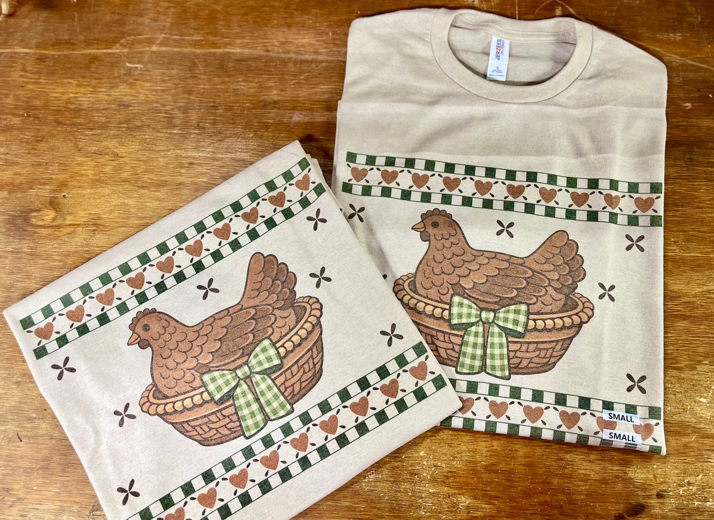 Heart Hen On a Basket Graphic Tee